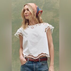 THE GREAT. Super Bloom Eyelet Top